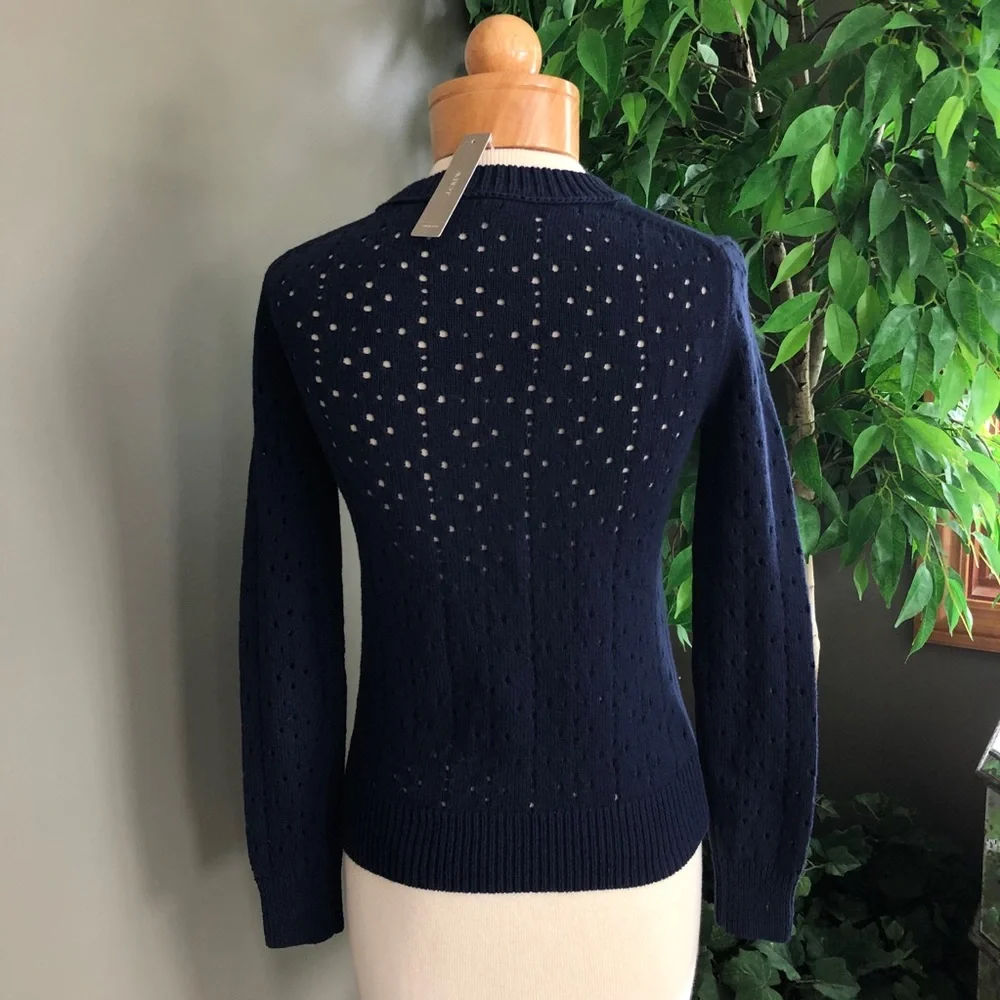 NWT‎ J. Crew Allover Pointelle Crewneck Sweater XXS